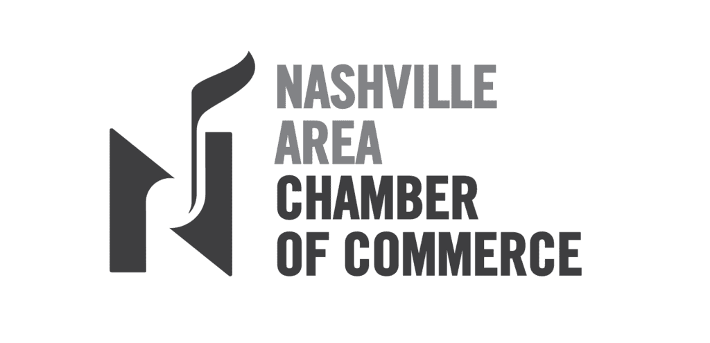 Logo for the Nashville Area Chamber of Commerce with stylized N design on the left and the organizations name in bold, uppercase text on the right.
