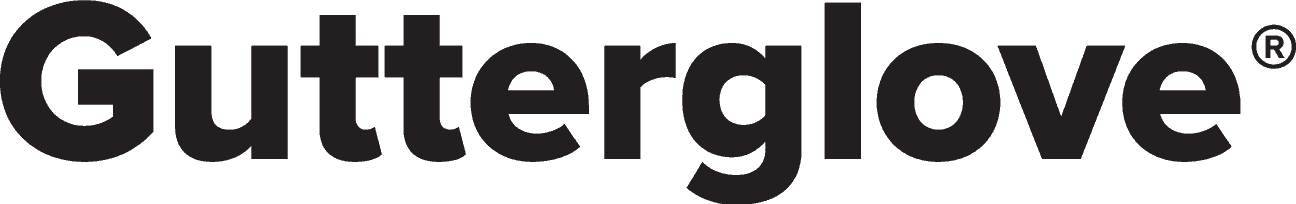 The image displays the word Gutterglove in bold, black letters with a registered trademark symbol next to it on a white background.
