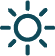 A simple black sun icon with rays extending outward, representing brightness or daylight, on a light gray background.