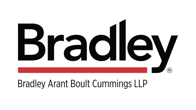 Logo for Bradley Arant Boult Cummings LLP. Bradley in bold black text with a red underline, and the full firm name in smaller black text underneath.