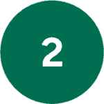 White number 2 centered inside a solid green circle on a light gray background.