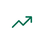 A green upward trending arrow on a white circular background, symbolizing growth or increase.