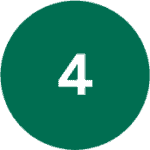 A white number 4 is centered inside a solid green circle on a plain background.